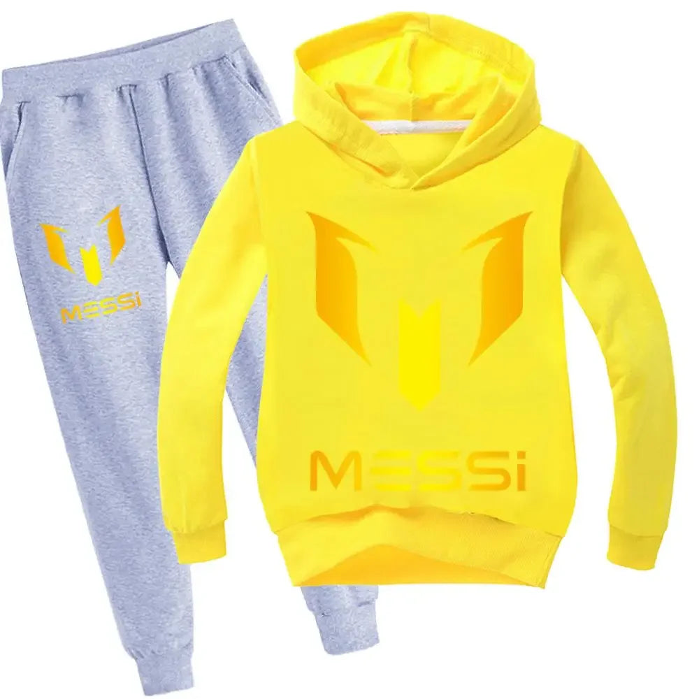 2024 New Argentine Football Superstar Messi Children Hoodie + Pants 2pcs Sets Kids Boys Girls Spring Autumn Fashion Tracksuits