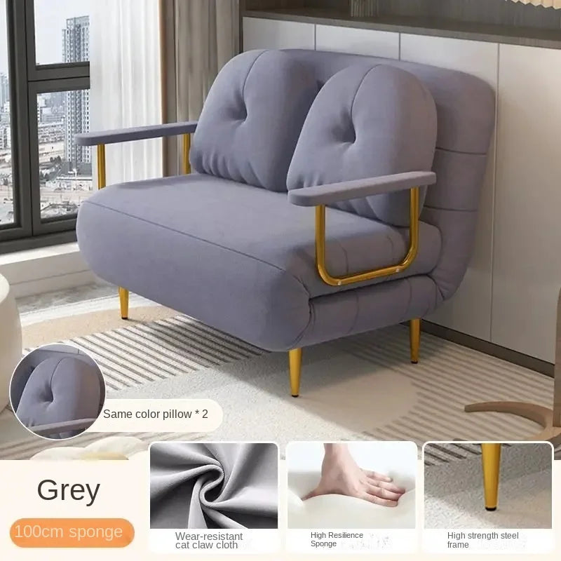 Folding Sofa Bed Dual Use Single Small Unit Balcony Living Room Multi Functional Clouding Stretching Relaxing Sofa Two Seat