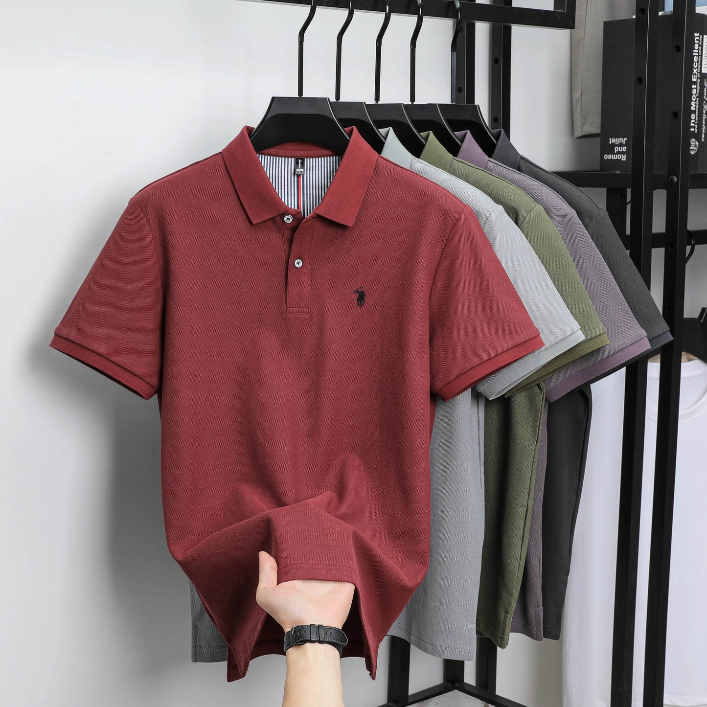 100% pure cotton summer new fashionable men's shortsleeved luxury customized business polo shirt exquisite embroidery Tshirt top - AIAZ