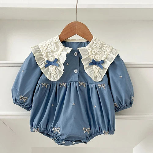 2025 New Spring 0-24M Baby Girl Clothing Infant Baby Girls Jumpsuit Long Sleeved Cotton Embroidery Newborn Baby Girls Bodysuits