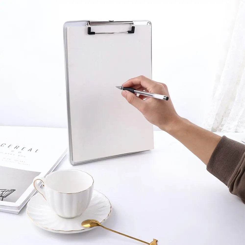 School Supplies A5 Aluminum Alloy File Folder Paper Ticket Storage Writing Board Clip Writing Pads Clipboard A4 Document Holder - AIAZ