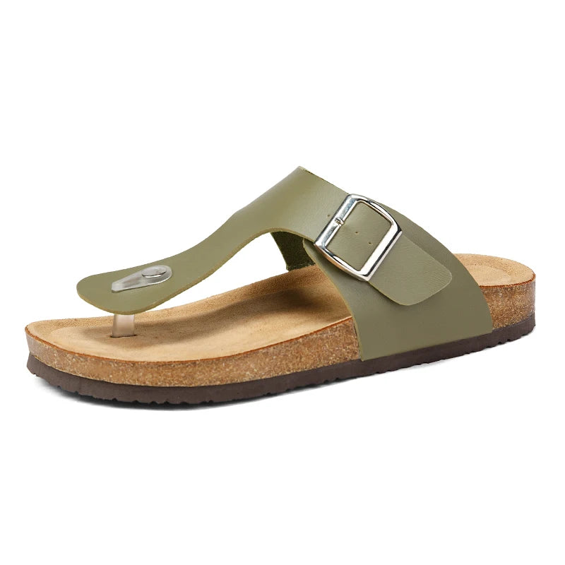 Men's Flip Flops Microfiber Leather Cork Slippers Clogs Outdoor Beach Casual Shoes Chanclas Hombre Durable Non-Slip Luxury Shoes