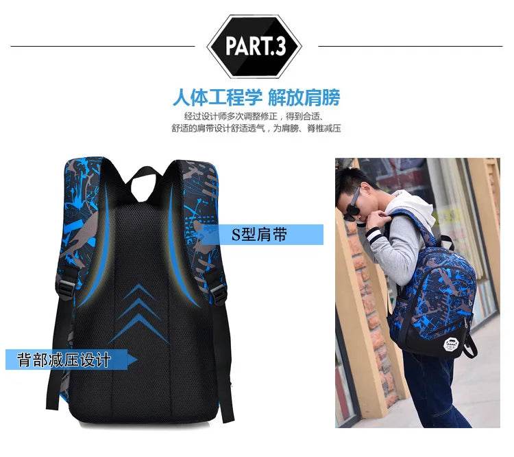 Waterproof travel laptop backpack children School Bags teenager Boys girls camouflage school Backpack set high School backpack - AIAZ