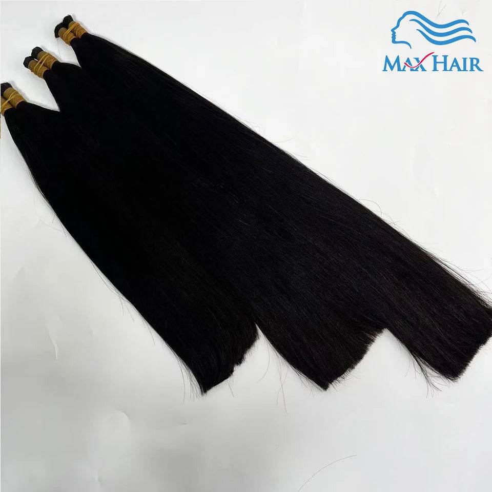Double Drawn Human Hair Bulk For Braiding Straight Vietnam Indian Hair Vendor Virgin Bundles No weft Natural Hair 100% Extension - AIAZ