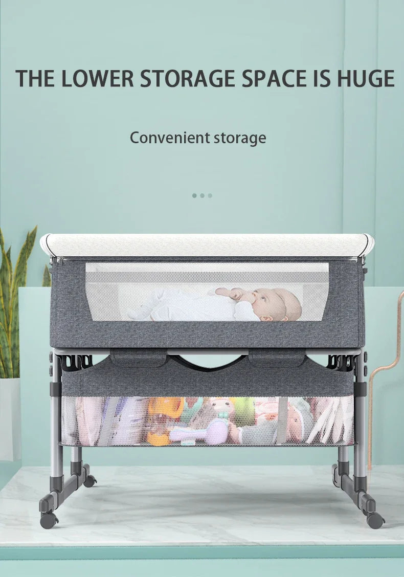 Twin Bassinet Portable Movable Newborn Crib Folding Height Adjustable Splicing Big Bed Baby Crib Baby Bed
