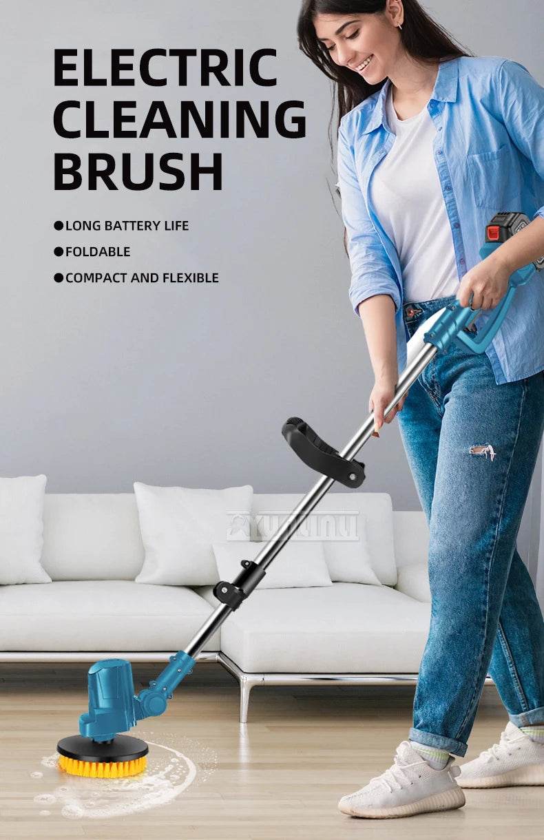 Bathroom Yard Cleaning Polishing Brush Retractable Electric Sweeping Brush Home Garden - AIAZ
