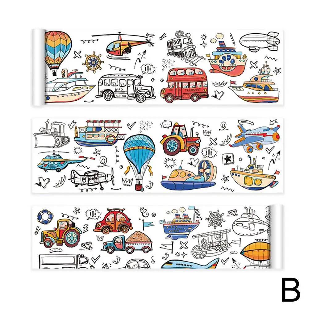Children's Drawing Roll Sticky Color Filling Paper Graffiti Scroll Coloring Paper Roll For Kids DIY Painting Educational Toys - AIAZ