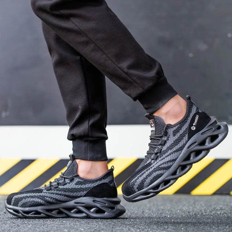 Men's safety shoes are anti impact, anti puncture, soft, comfortable, breathable, anti slip, and wear-resistant work shoes - AIAZ