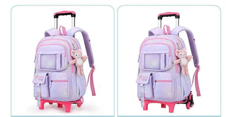 School Rolling backpack Bags school wheeled backpack for girls kids School trolley bag for girls school bag wheels for girls - AIAZ