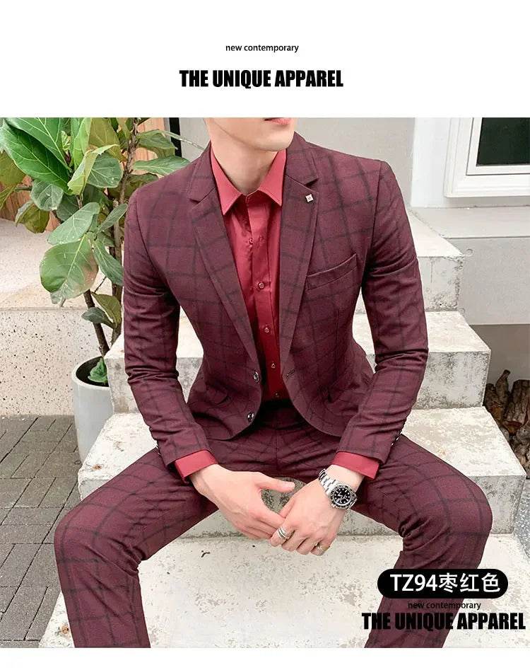 2025 Suit (Blazer+ Pants) Men's Fashion Hosts British Style Work Business Wedding Casual Art Style Elegant Gentleman Suit M-5XL - AIAZ