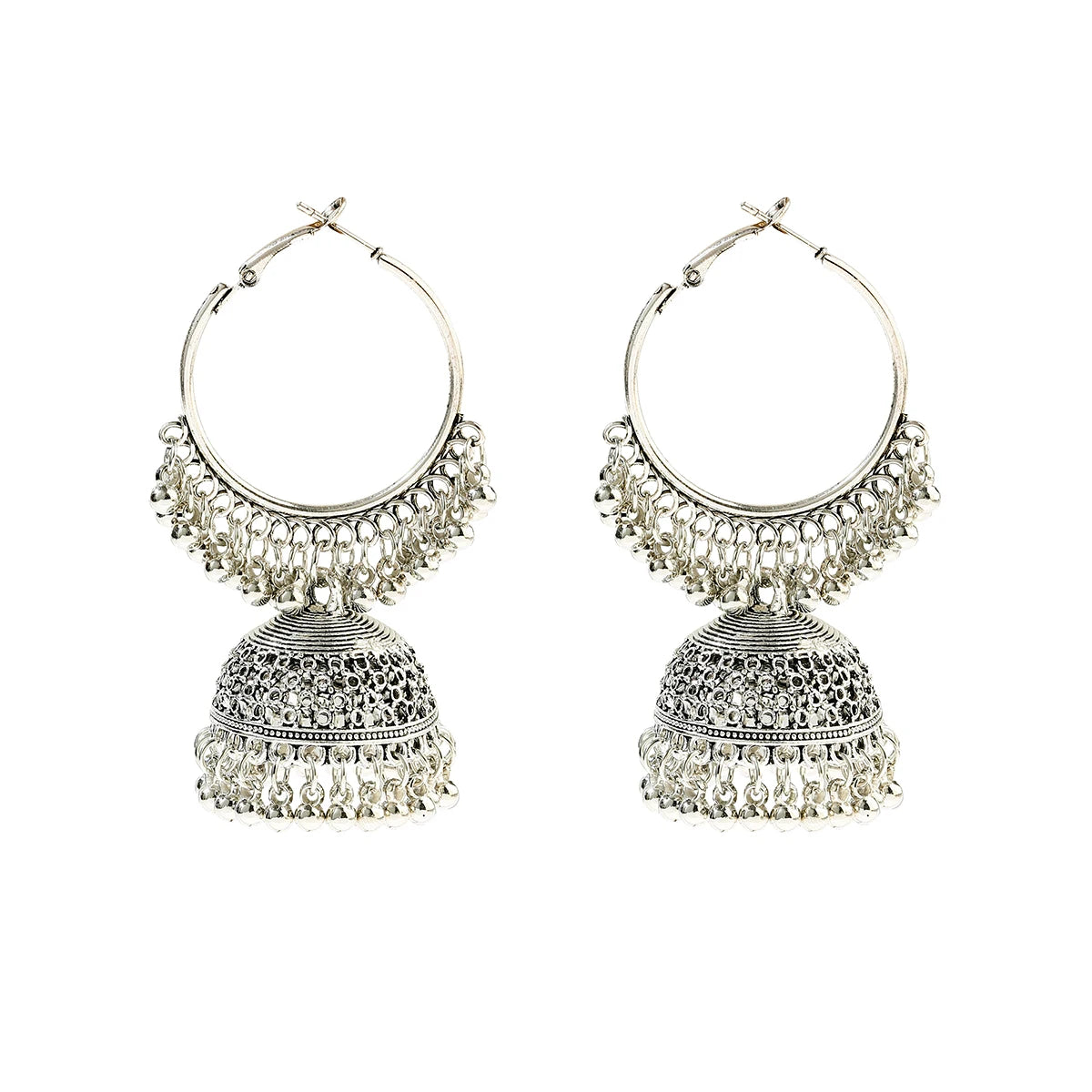 Boho Afghan Ethnic Drop Earrings For Women Pendient Gold Color Gyspy Silver Color Bell Ladies Indian Earring Jewelry