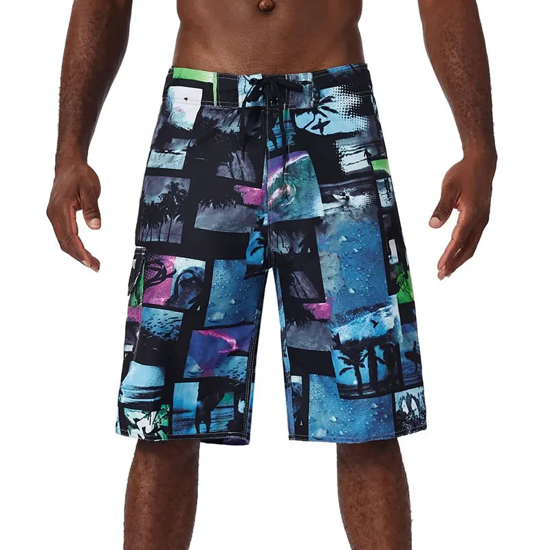 2024 New Printed Men's Swimming Shorts Surfing Beach Pants Running Shorts Bermuda Plate Pants Casual Fitness Pants Swimwear