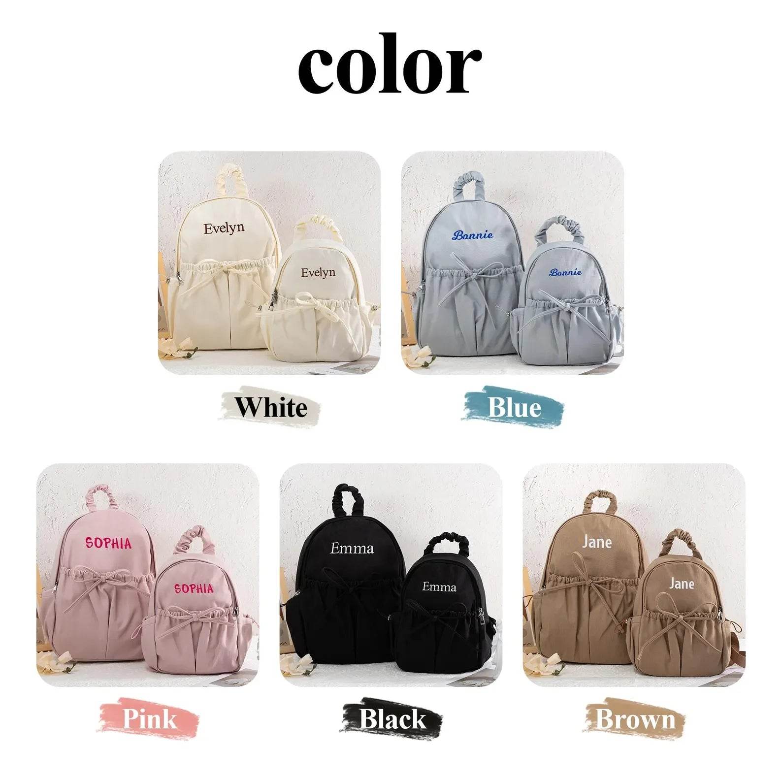Fashion Bow Backpack Children's School Backpack Large Capacity Nylon School Bags Elementary School Book Bags Outdoor Travel Bag - AIAZ