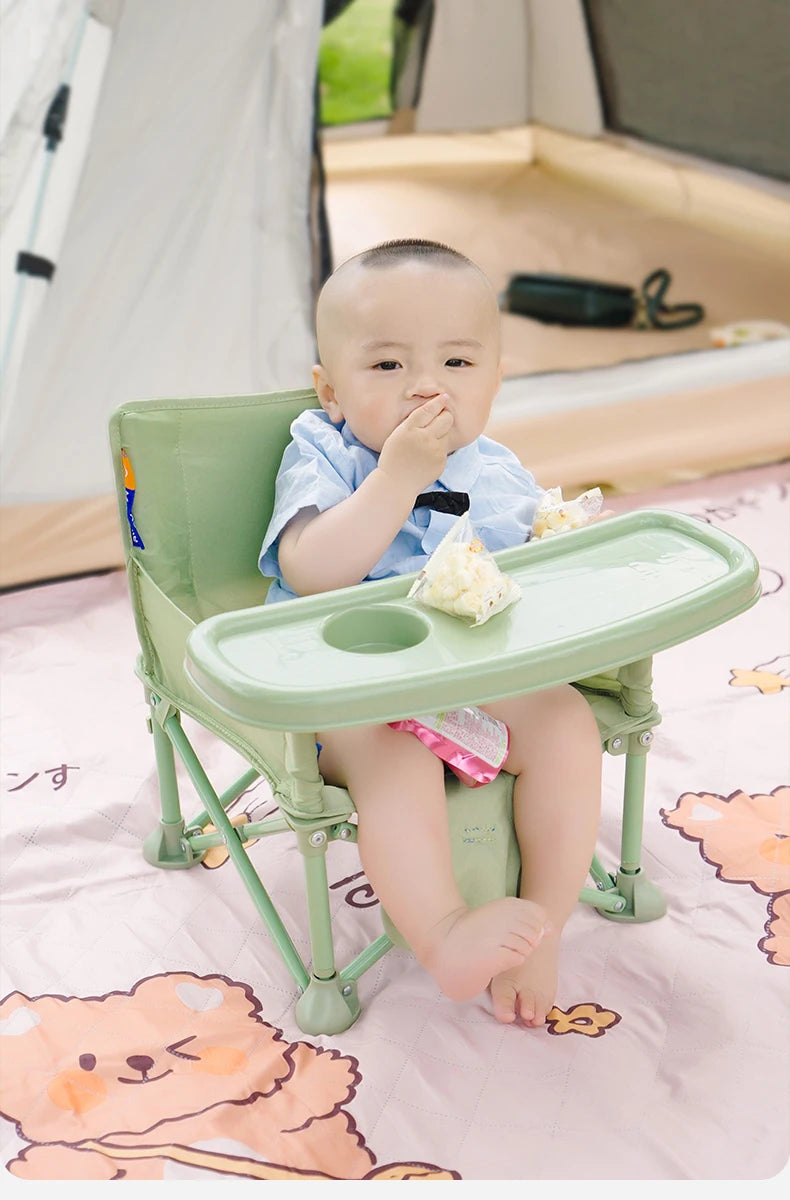 Foldable Baby Highchair with Anti-Slip Seat-Multi-Functional Feeding Chair for Outdoor Easy-Clean Portable Design for Beach