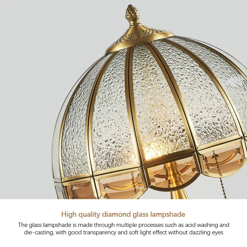TEMAR Brass Table Lights  Modern European Creative Luxury Glass Copper Desk Lamp For Home Living Room Study Bedroom LED lamp