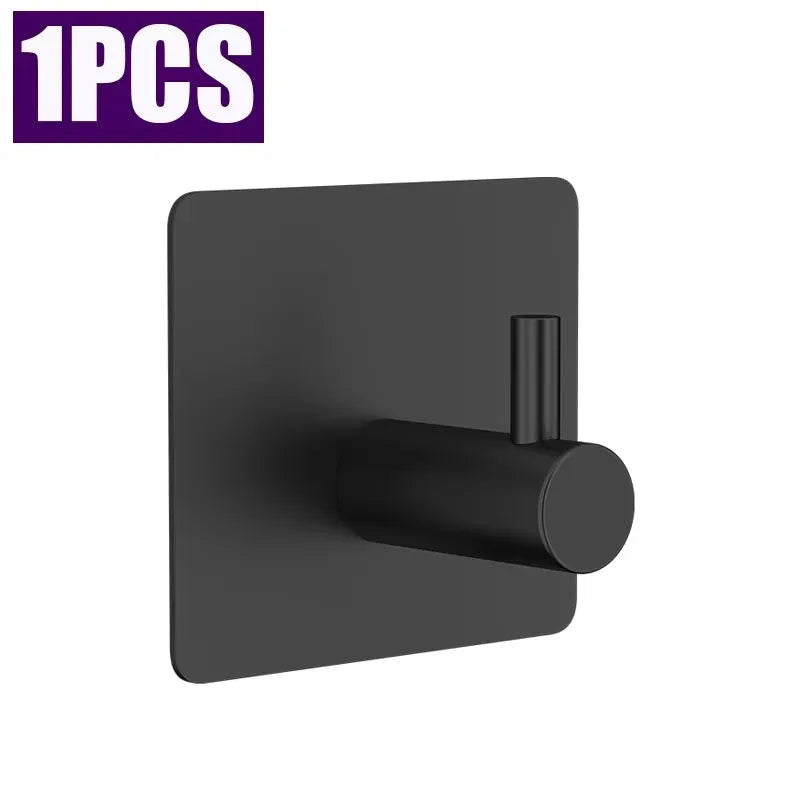 4/1pcs Black Self-Adhesive Wall Hooks for Hanging Keys Clothes Hanger Bathroom Door Robe Hook Coat Rack Towel Holder Accessories