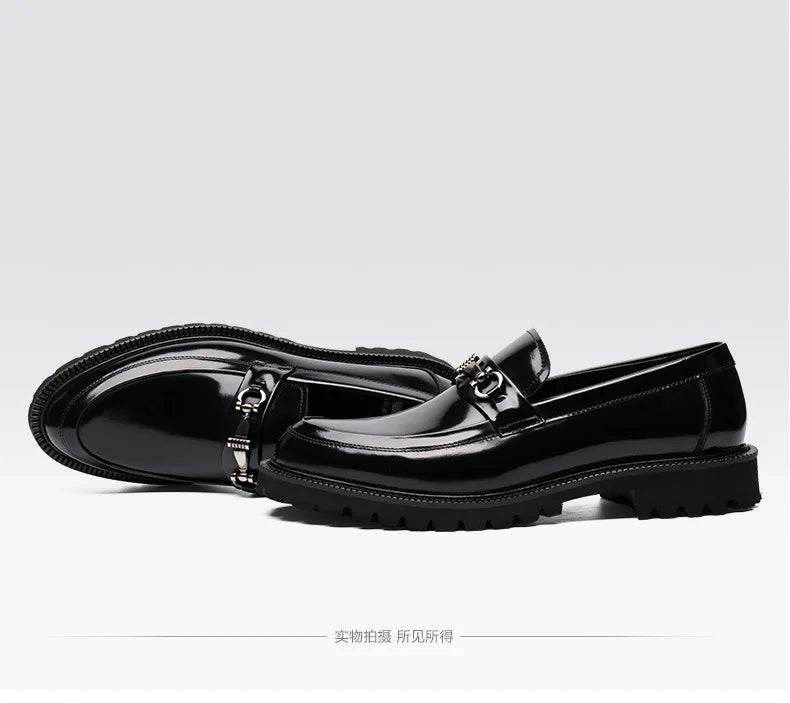 Men's Business Formal Leather Shoes Man Casual Leather Shoes Loafers Casual Business Wedding Shoes for Men Round Toe Slip-On - AIAZ