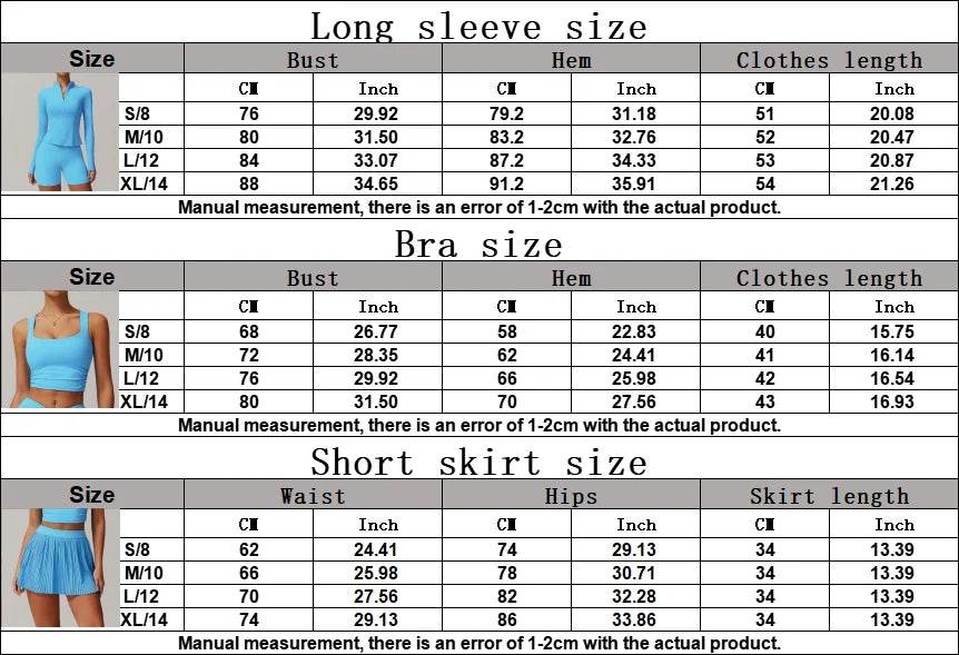 Yoga Sets Workout Sets for Women 2 Pieces Gym Suits Long Sleeved Outfits Zipper Fitness Jacket Running Short Skirt Sportswear - AIAZ