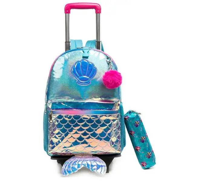 School Wheeled backpack Bag School bag with wheels Trolley Satchel bag Kids School Rolling backpack for girls School Trolley Bag - AIAZ