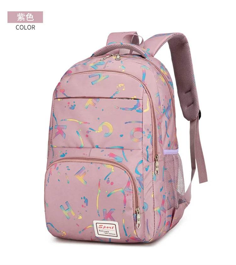 Three piece set of large capacity school backpack versatile letter printed casual backpacks junior high school student schoolbag - AIAZ