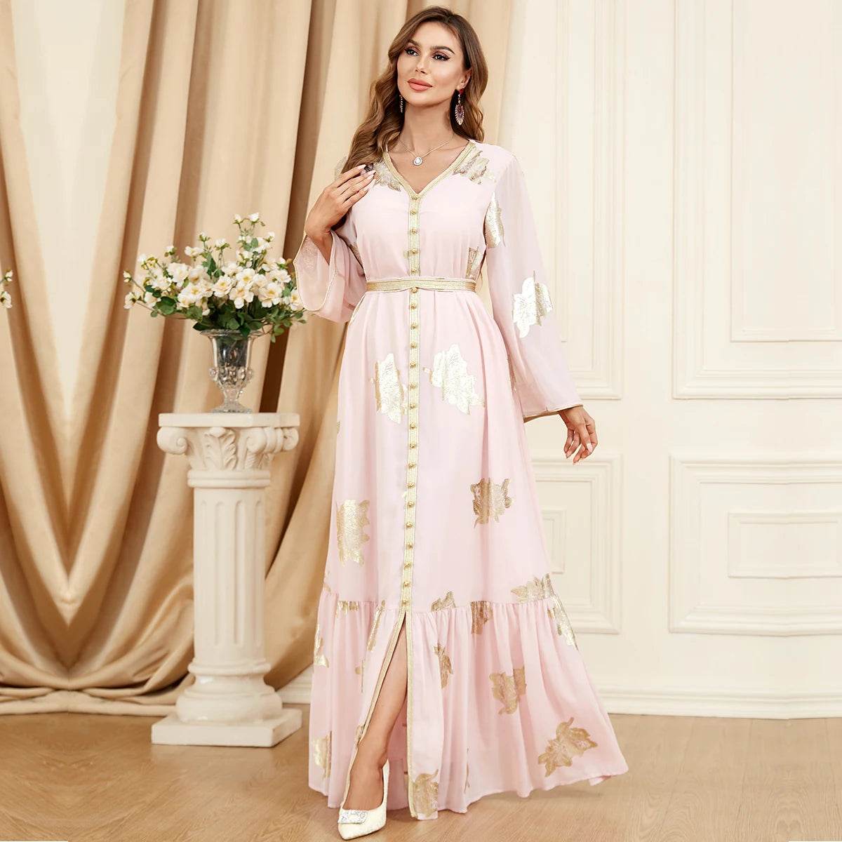 Morocco Dress For Women 2022 Autumn Muslim Abaya Fashion Dubai Abayas Iron Button Belted Kaftan Split Hem Party Dresses Vestidos - AIAZ