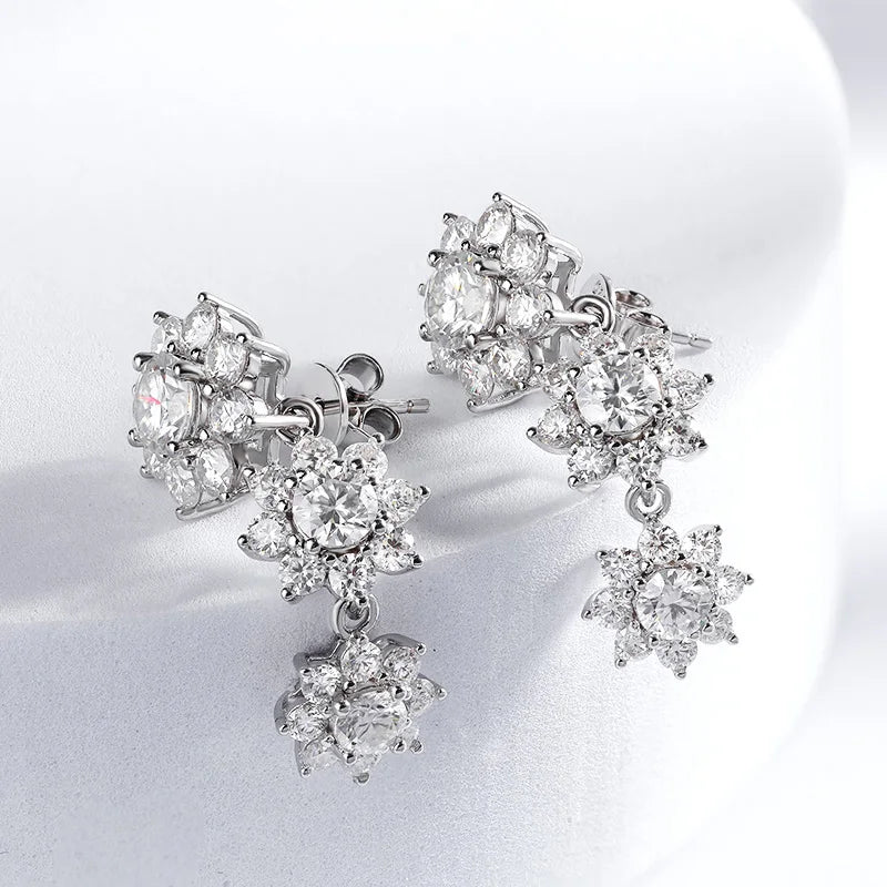 NKHOG Full Moissanite Jewelry Set 925 Sterling Silver Sunflower Necklace Bracelet Earring Sets For Women Fine Jewelry GRA Tested