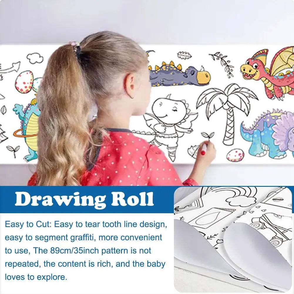 Children's Drawing Roll Sticky Color Filling Paper Graffiti Scroll Coloring Paper Roll For Kids DIY Painting Educational Toys - AIAZ