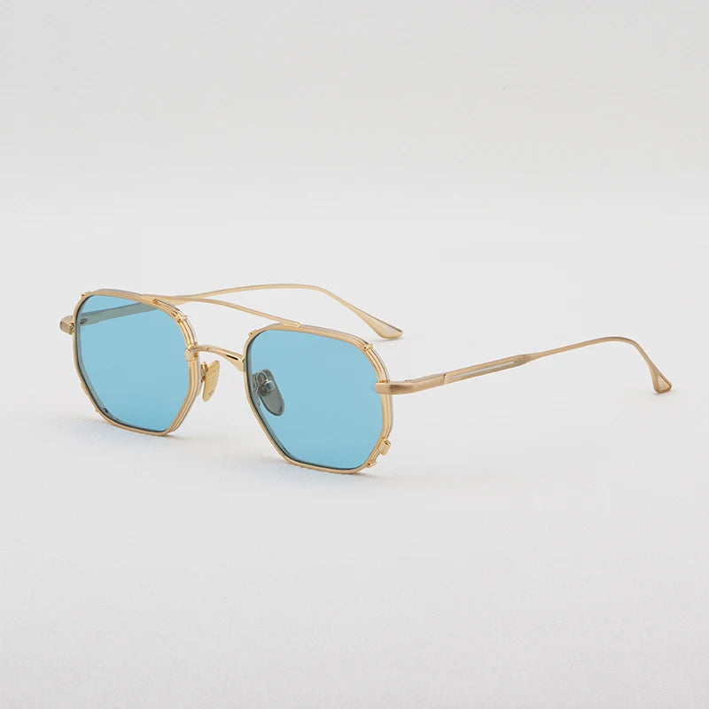MARBOT Sunglasses Double Bridge Design Handmade Quality Alloy Rectangular Designer Brand Classic Alloy Glasses Outdoor UV400