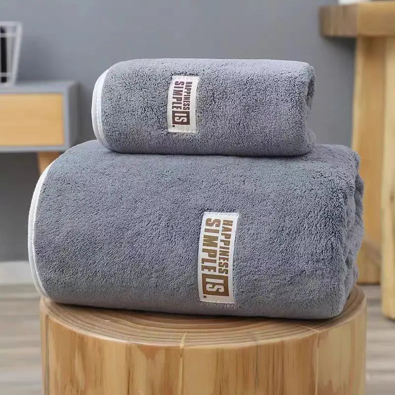 70*140cm high-density thickened coral fleece bath towel and 70*35cm towel, new style, 2-piece set, soft, antibacterial, high-gra