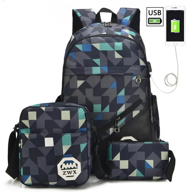 Waterproof travel laptop backpack children School Bags teenager Boys girls camouflage school Backpack set high School backpack - AIAZ
