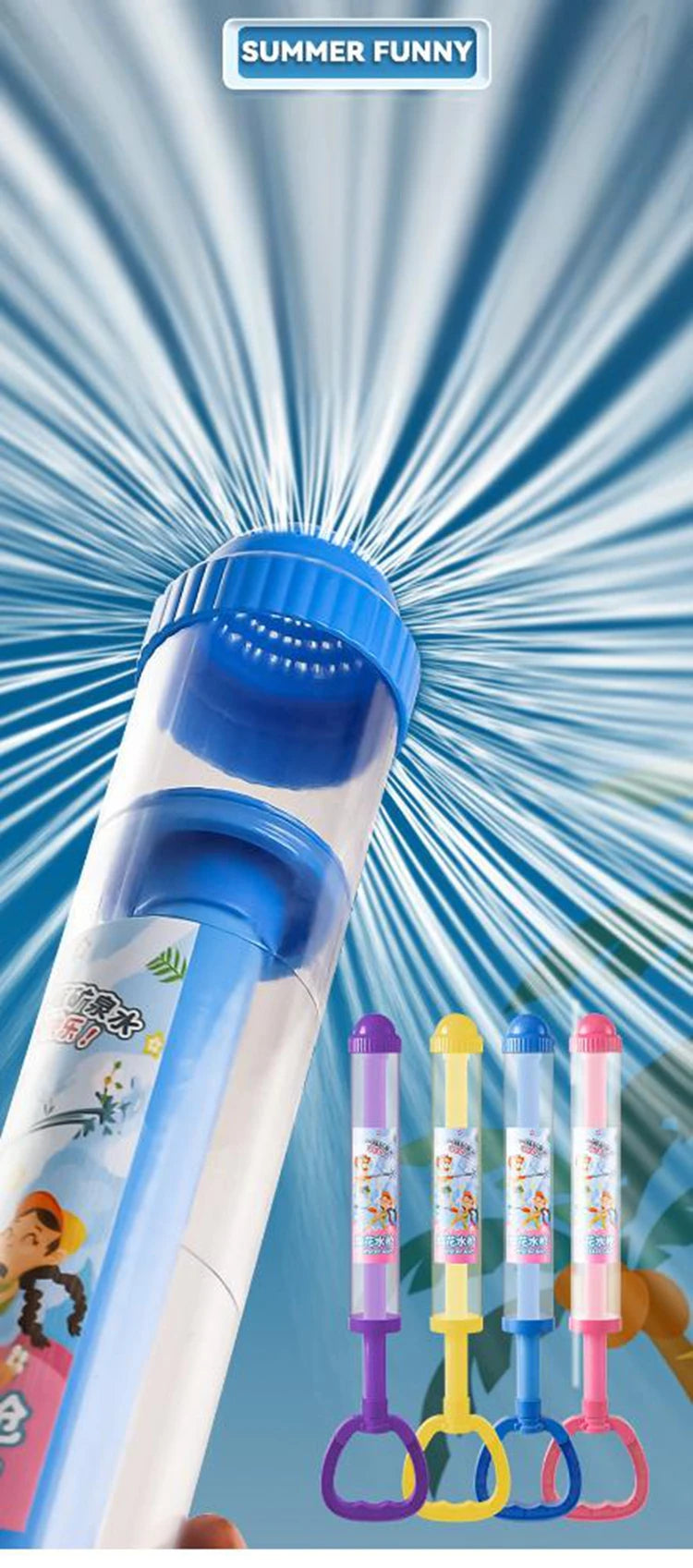 Pusher Type Fun Fireworks Water Jet Spray Toy Water Blasters Water Fights Games Water Splashing Festival Prop Summer Water Gun