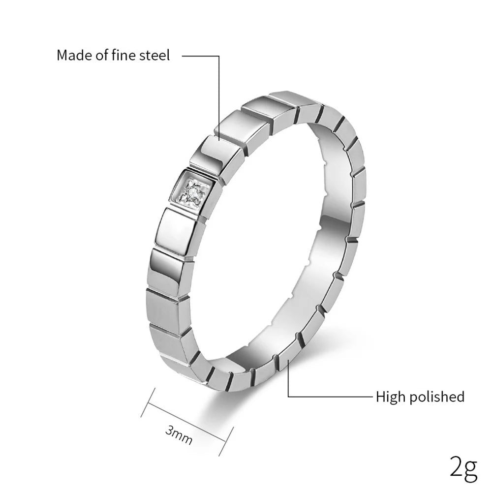 VQYSKO INS Small Square Zircon Set Women's Ring Fashion Temperament Wear Simple Single Tail Jewelry