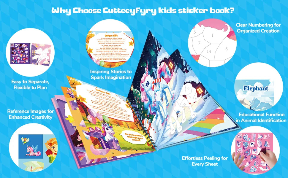 Montessori Sticker Puzzle Book With Story For Kids Educational Jigsaw Sticker Creative Games Children's Mosaic Toy Birthday Gift