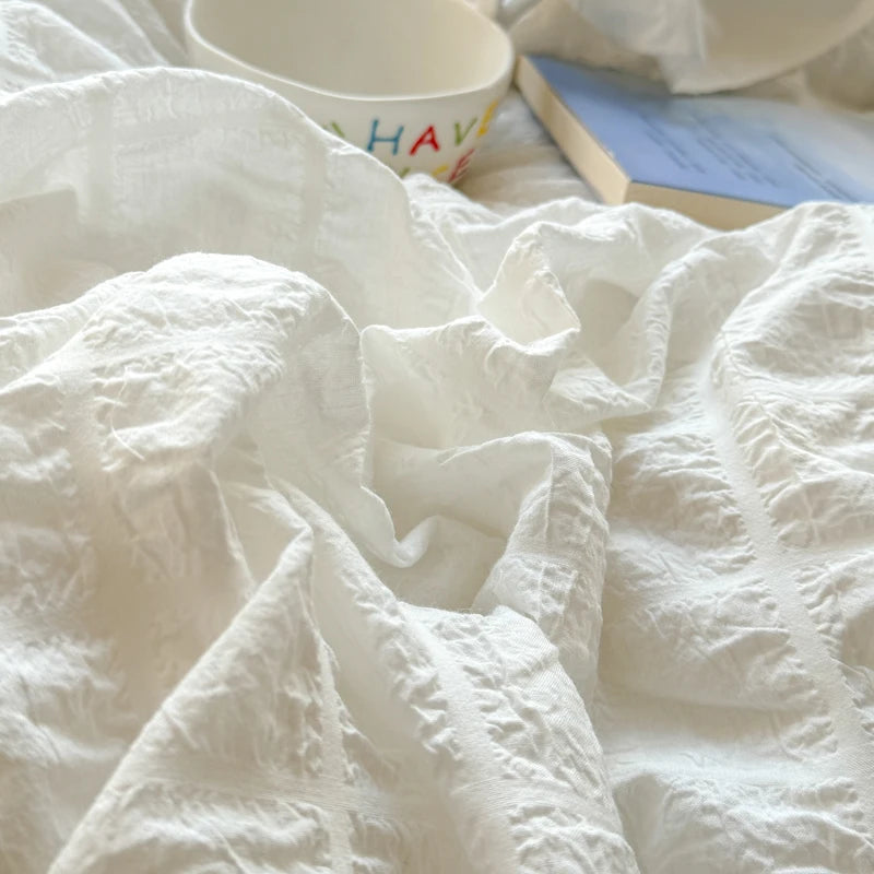 Korean Princess Style Lace Ruffles Bedding Set Skin-friendly Soft Seersucker Duvet Cover Set Bed Sheet Or Bed Skirt Pillowcases