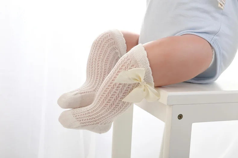 3Pairs/Lot Summer Baby Girls Socks Toddler Infant Bow Cotton Mesh Breathable Socks Newborn Princess Girl Socks For 0-3 Years