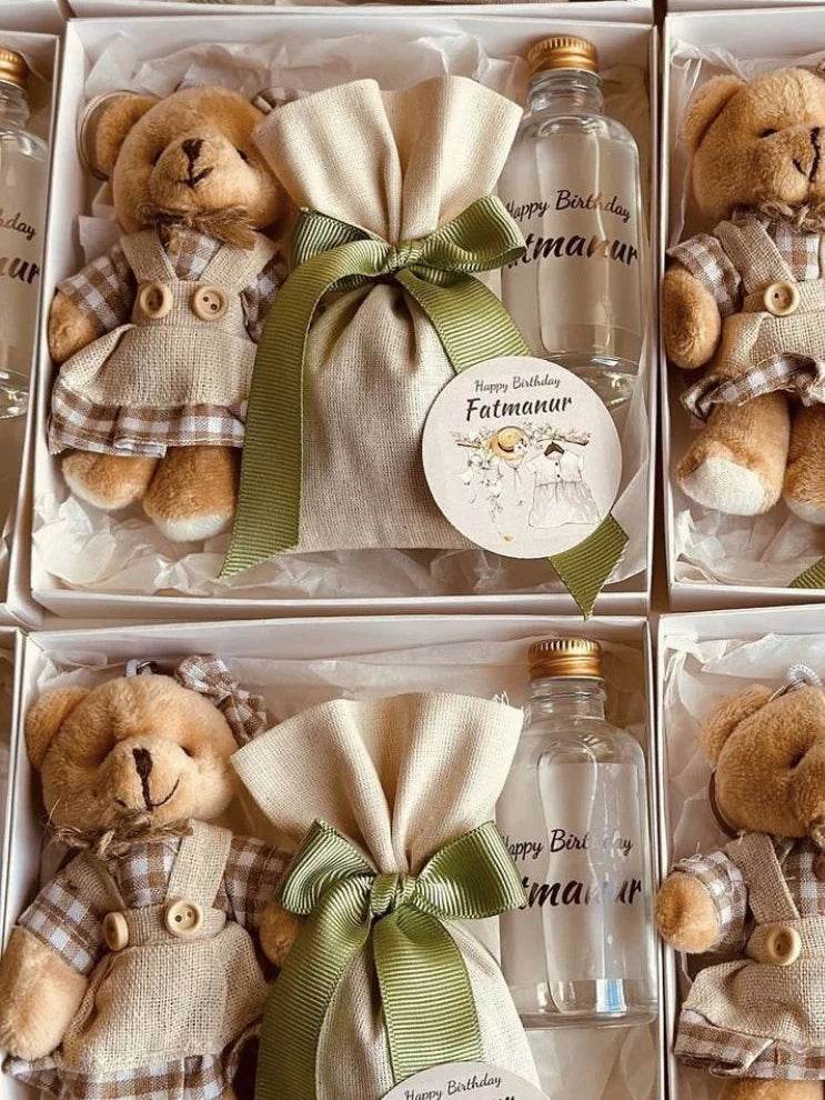 12-48PCS Mini Bear Stuffed Animal Toys Bulk 10cm Soft Plush Bears with Burlap Clothes for Baby Shower Birthday Party Decoration - AIAZ