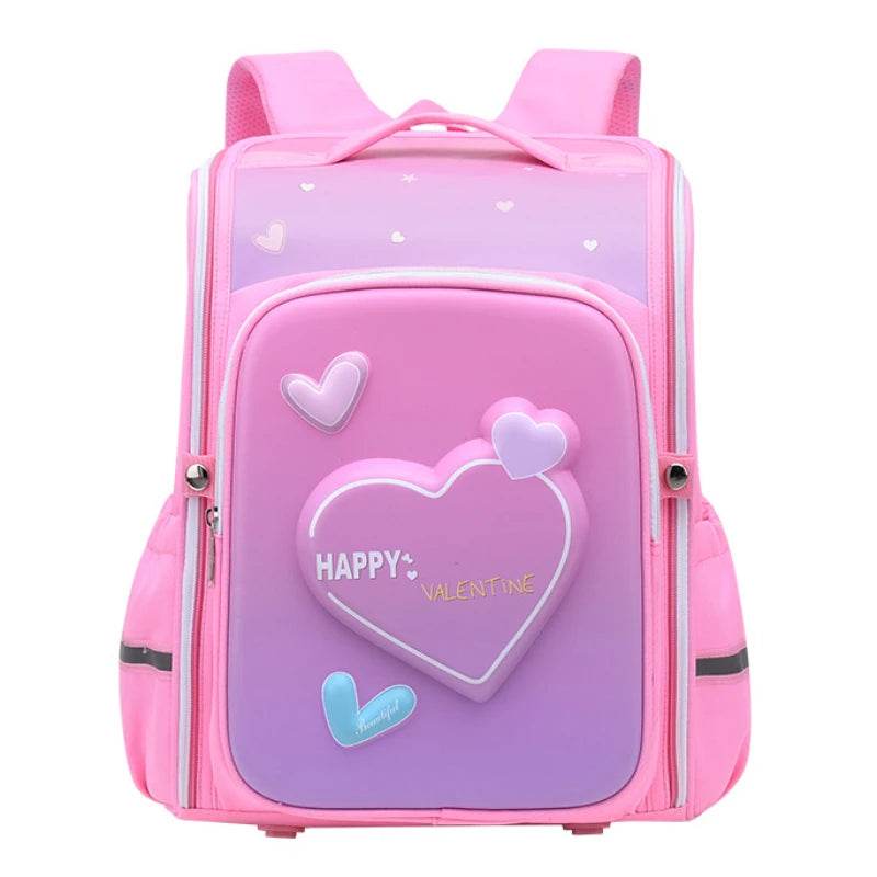primary school bags for girls cute cartoon love heart pink school backpack student bookbag elementary school kids backpack - AIAZ