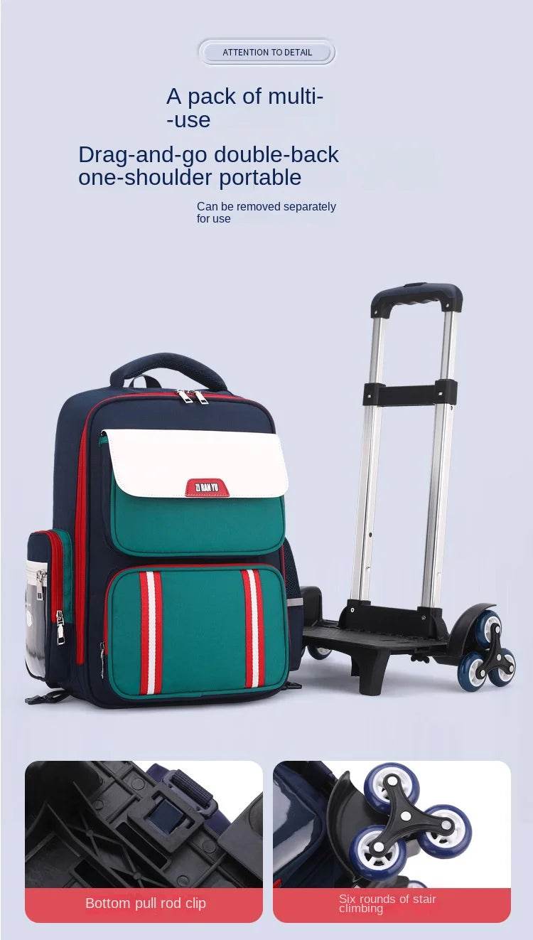 Rolling Backpacks for Primary School Children Trolley School Student Backpack Wheeled Bag Back To School Backpacks with Wheels - AIAZ