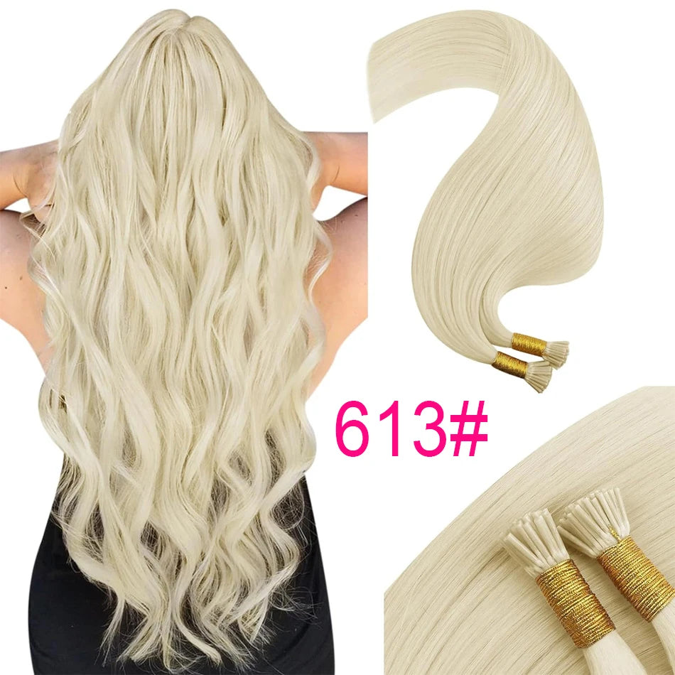 I Tips Virgin Hair Extensions 27# For Black Women 100% Remy Bulk Hair I Tip Natural Hair Extensions Straight Natural Fusion 613#