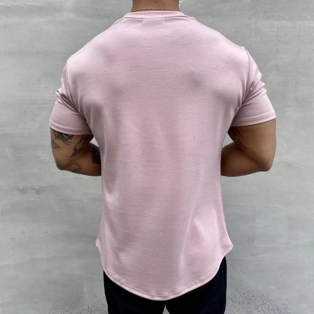 2025 Men T-shirt Male Sports Gym Muscle Fitness T Shirt Blouses Loose Half Sleeve Summer Bodybuilding Tee Tops Men's Clothing - AIAZ
