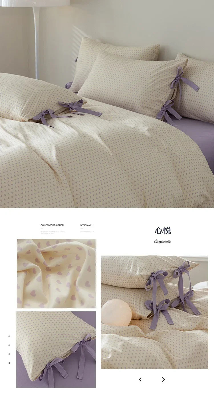 100% Cotton Bedding Set Flower Style Duvet Cover with Pillow Case Single Bedding Set Skincare Sheet Set