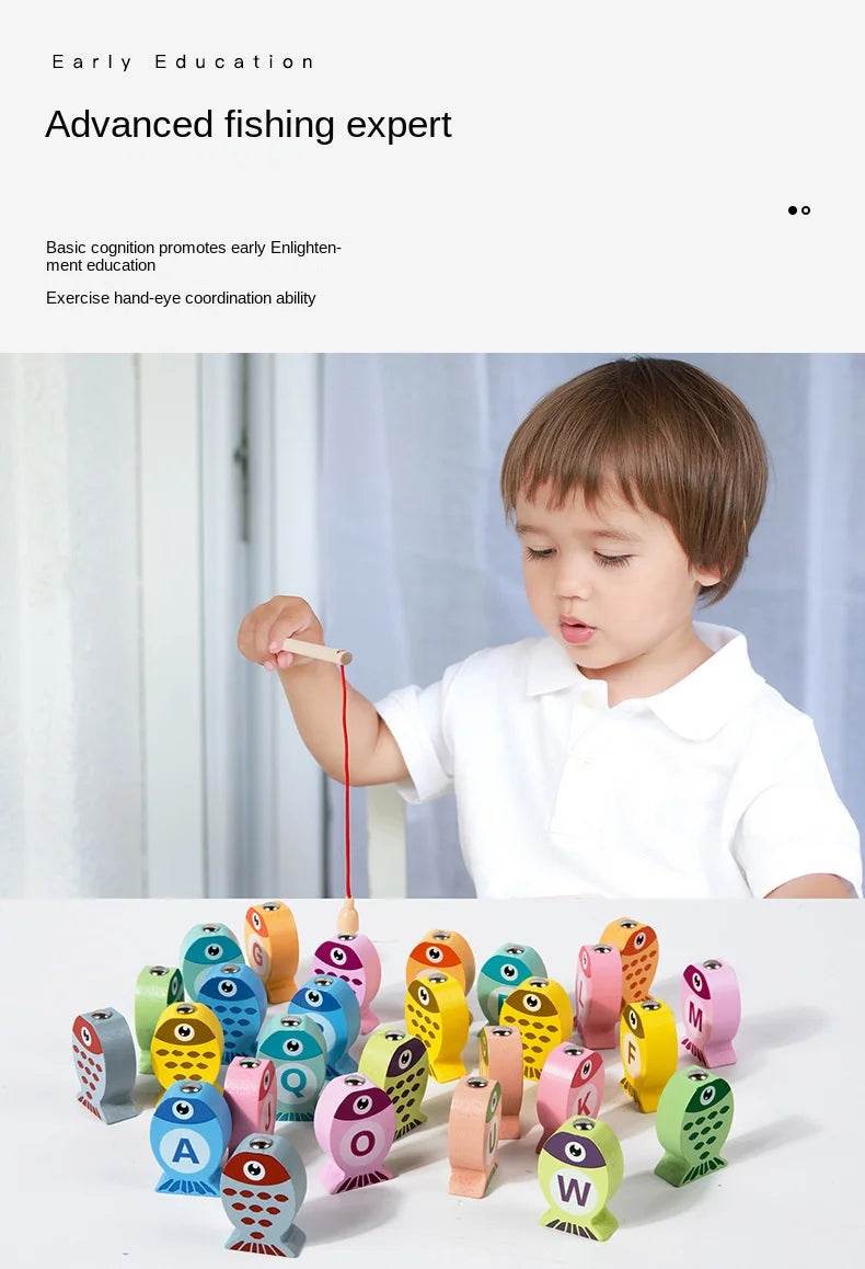Kids Wooden Fishing Game Toys Gifts Early Education Alphabet Numeric Cognitive Toys Children Interactive Games Toys for Gifts - AIAZ