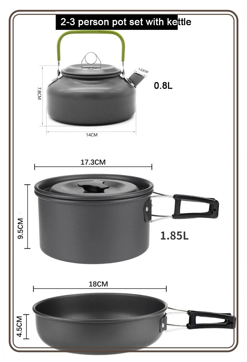 Camping Cookware Set for 1-7 Persons, Lightweight and Portable Pot and Pan with Carrying Bag, Perfect for Outdoor Camping