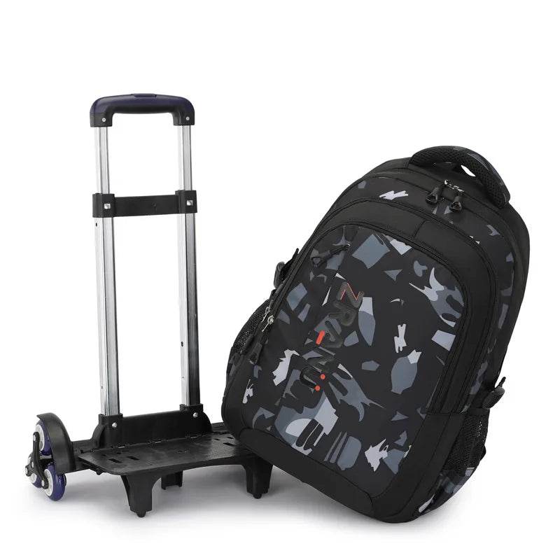 School Rolling backpack bag School Bags with wheels Student wheeled Backpacks for boys Children School Trolley Bag Waterproof - AIAZ