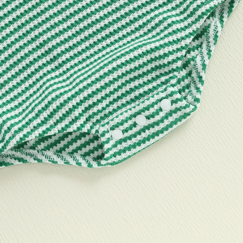 2024-12-04 Lioraitiin Summer Baby Girls Boys Rompers Waffle Truck Embroidery Stripe Short Sleeve Jumpsuits