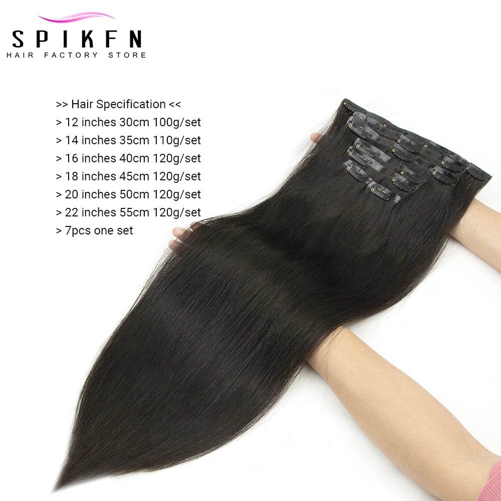 Invisible PU Clip ins Extensions 100-120g 7pcs/set Clip in Human Hair Chocolate Brown Straight Machine Remy Hair Pieces Clip On - AIAZ
