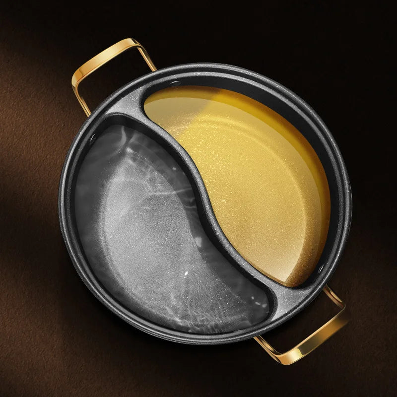 304 Stainless Steel Double-flavor Hot Pot with Lid Thickened Double Ear Soup Pot Household Induction Cooker Double Flavor HotPot