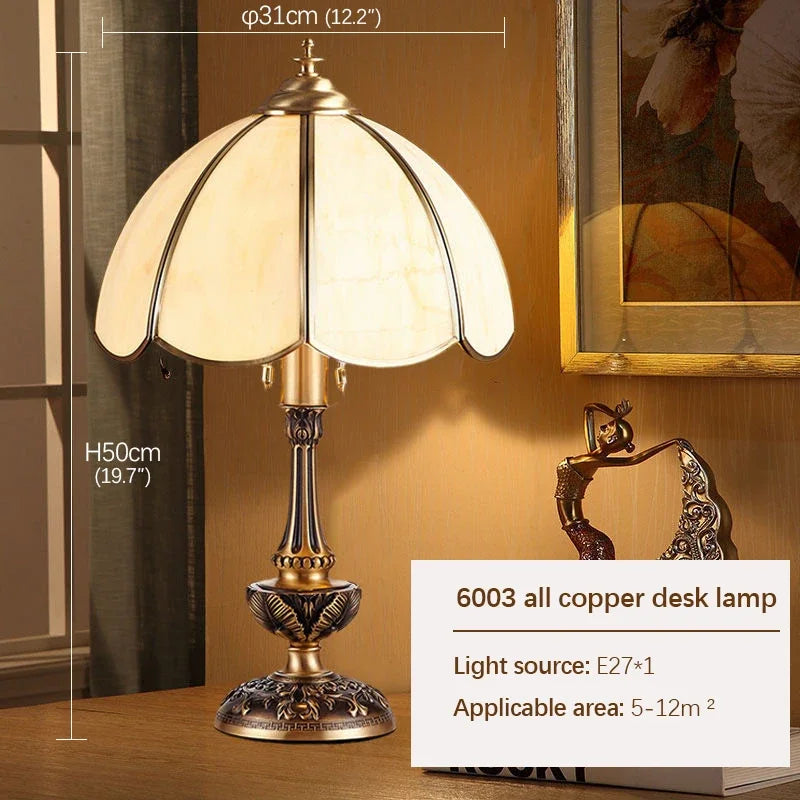 TEMAR Brass Table Lights  Modern European Creative Luxury Glass Copper Desk Lamp For Home Living Room Study Bedroom LED lamp