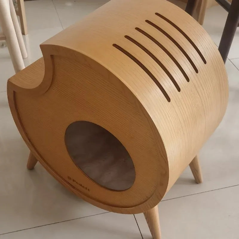 Dog Cat House Semi-enclosed Winter Shelter Indoor Pets Wooden Circle Breathable Cat Bed Home Decoration Pet Products Accessories