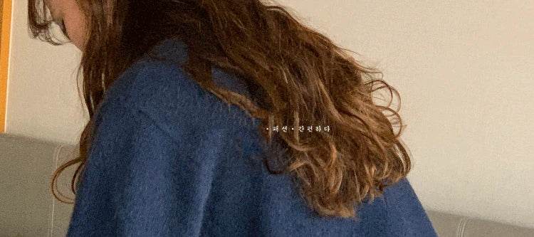 Knitted Cardigan women's 2023Spring New Korean Loose Solid Color Round Neck Sweater Coat - AIAZ
